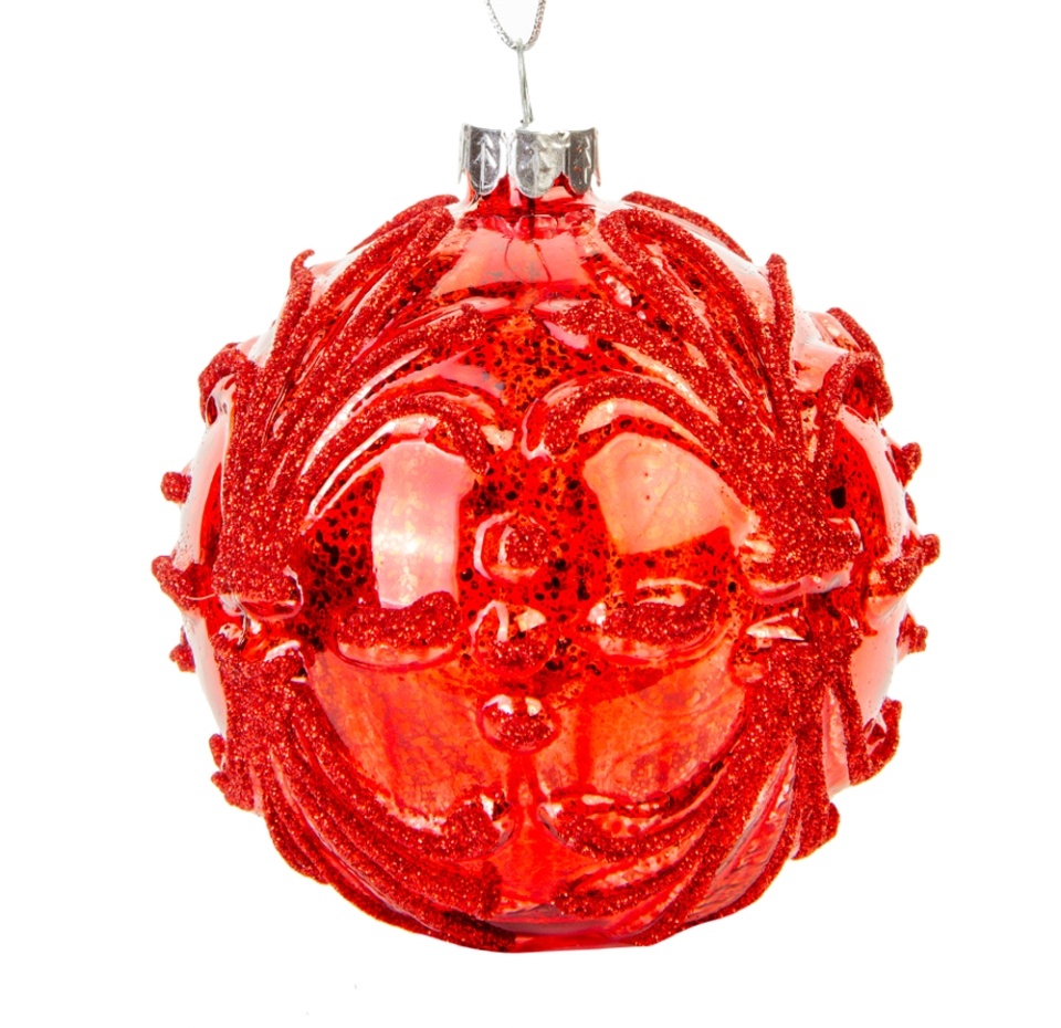

Игрушка для елки Yancheng Shiny "Коллекция Традиции" Шар с орнаментом размер 10 см цвет красный стекло, Китай