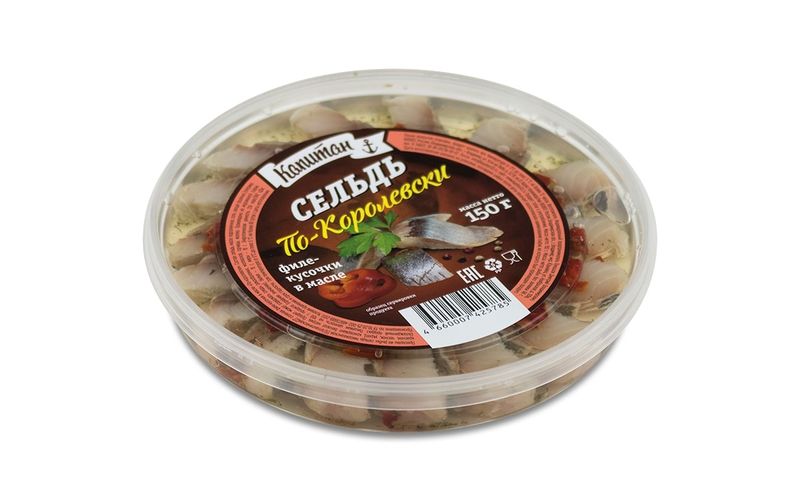 

Сельдь Капитан По-королевски филе-кусочки в масле 150 г