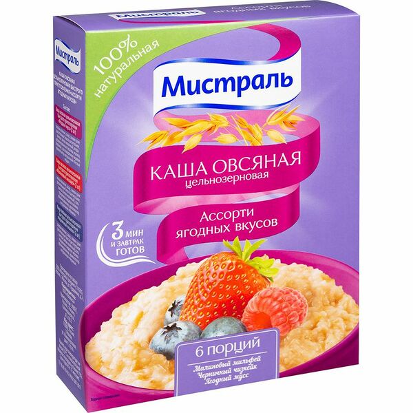 Каша Мистраль ягодное ассорти 6 пакетиков 240 г
