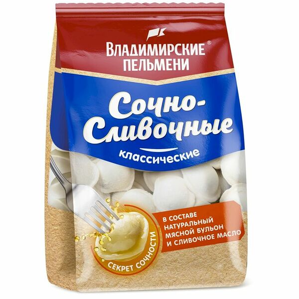 Пельмени Владимирские Сочно-сливочные классические 800г