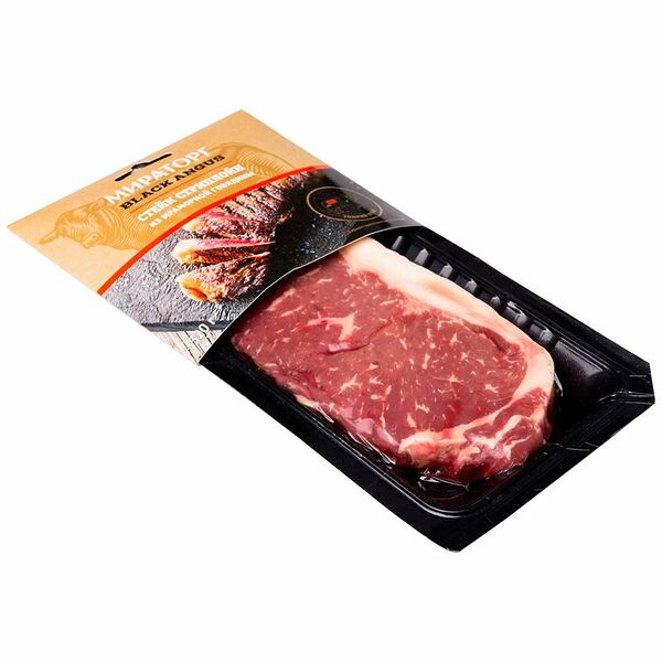 Стейк говяжий Мираторг Black Angus Стриплойн без кости категория А охлаждённый, 320г