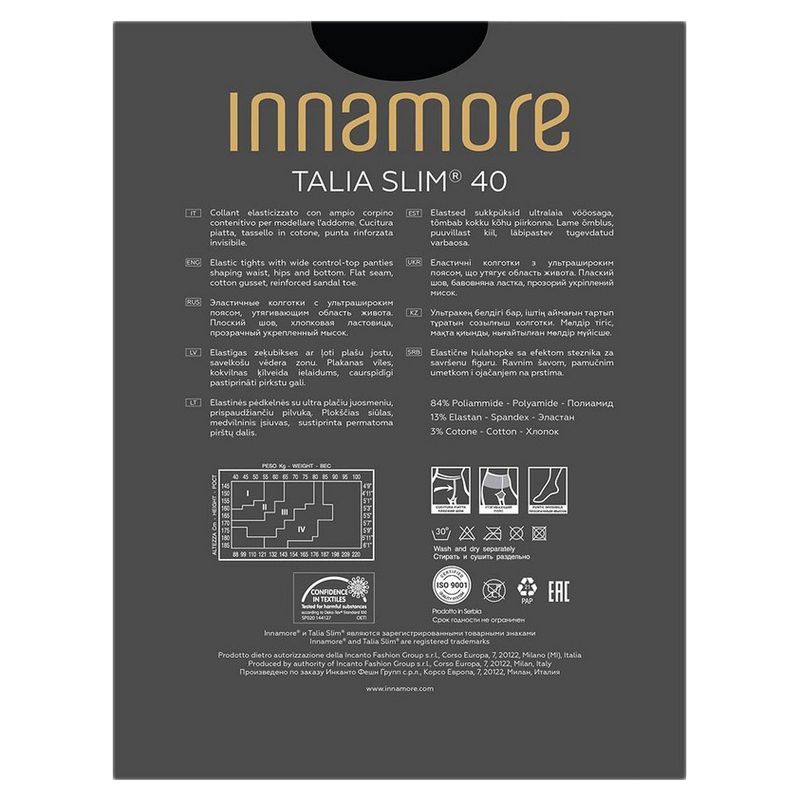 

Колготки женские Innamore Talia Slim Nero 40 den размер 4