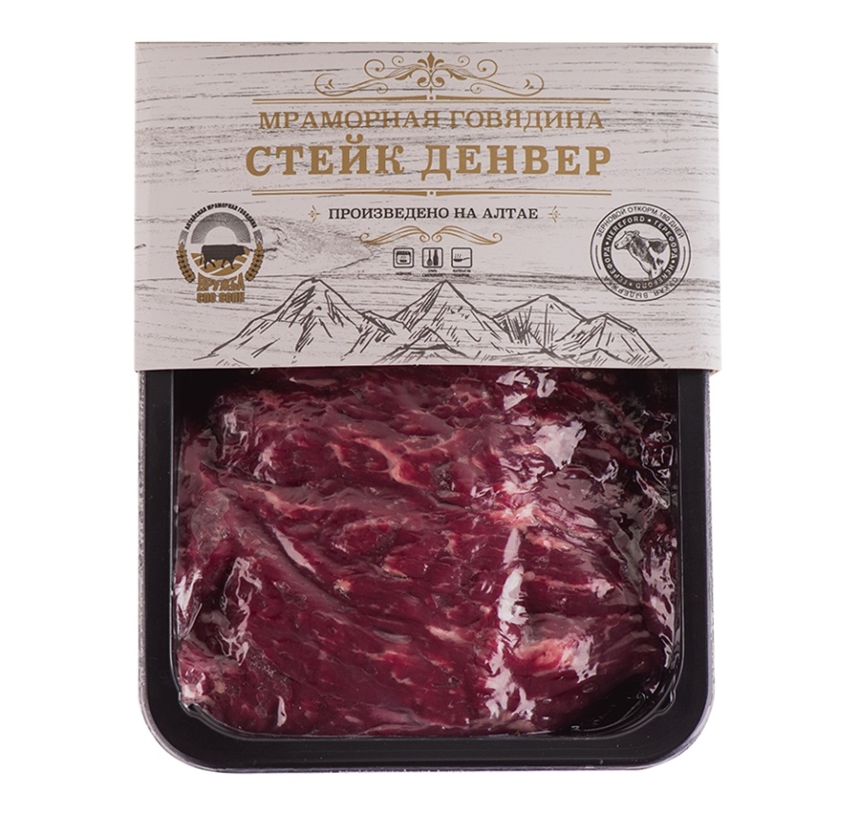 

Стейк Дэнвер из говядины породы герефорд 0,4кг, Россия