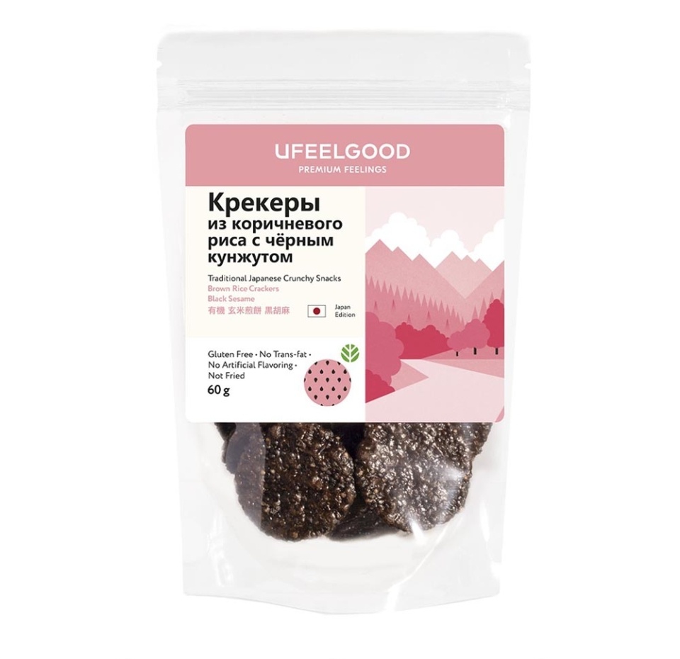 

Крекеры из коричневого риса Ufeelgood с черным кунжутом
