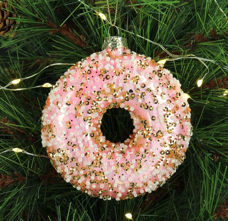 

Игрушка для елки Kersten «Коллекция Праздник» Пончик в обсыпке 9см стекло, Нидерланды