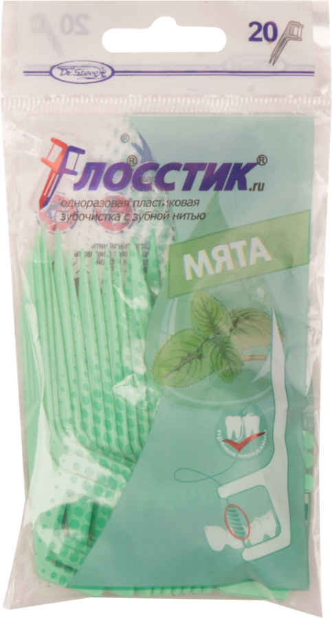 

Зубочистка с нитью FLOSSTIK №20 Ментол, 20шт