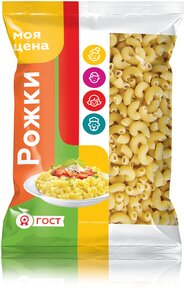 Макаронные изделия Моя цена Рожки, ГОСТ в Магнит со скидкой –28%