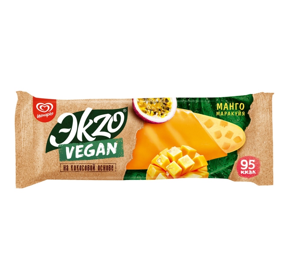 

Мороженое на кокосовой основе Эkzo Vegan манго-маракуйя 70 г