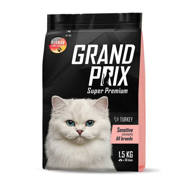 Корм Grand Prix сухой для кошек с чувствительным пищеварением с индейкой
