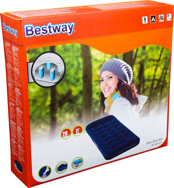 

Матрас надувной Bestway Easy Inflate 67223 одноместный со встроенным ножным насосом 185х76х22 см