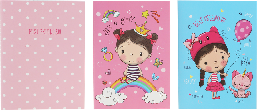 

Набор тетрадей ЛЕНТА KIDS А6 32л Girl 3шт