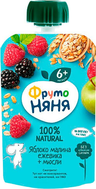

Пюре Фрутоняня Яблоко Малина Ежевика Мюсли