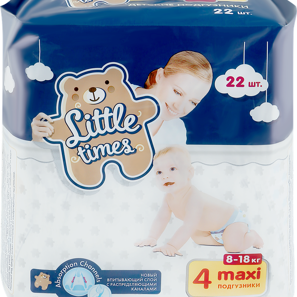 Подгузники детские LITTLE TIMES Maxi 8–18кг, 22шт