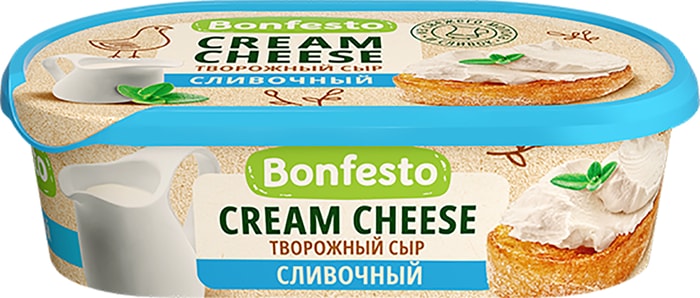 

Сыр творожный Bonfesto Cream Cheese сливочный 65% БЗМЖ 140 г