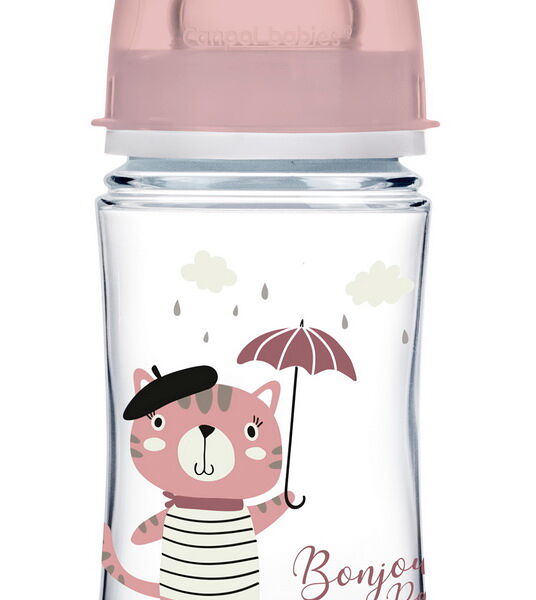 Бутылочка пластиковая антиколиковая с широким горлышком 240мл EasyStart Bonjour Paris 3+ арт 35/232_pin