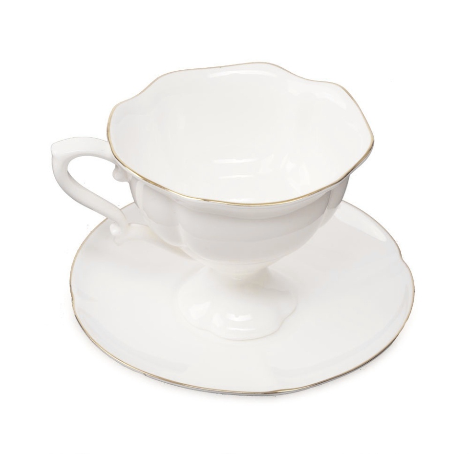 

Чашка с блюдцем кофейная Императорский фарфоровый завод Золотая лента форма Наташа 120 мл