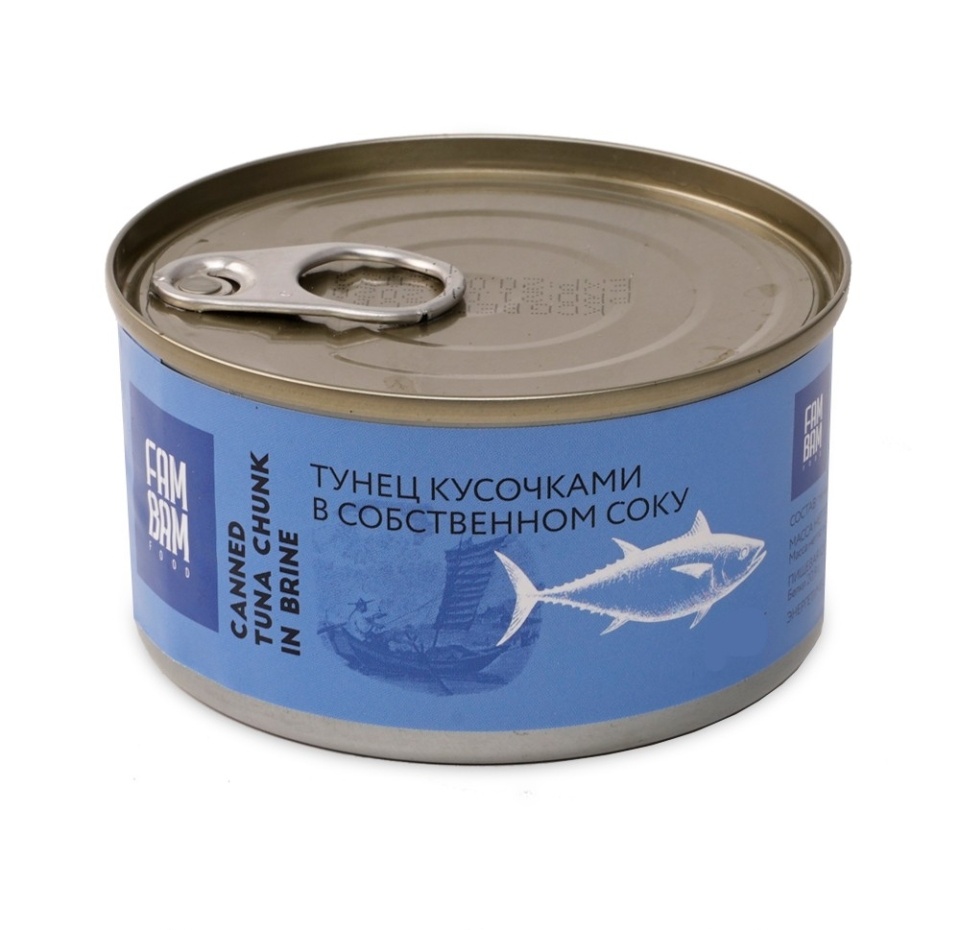 

Тунец FamBamfood кусочками в собственном соку, 185 г