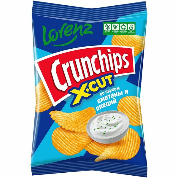 Чипсы Crunchips X-Cut картофельные рифленые со вкусом сметаны и специй