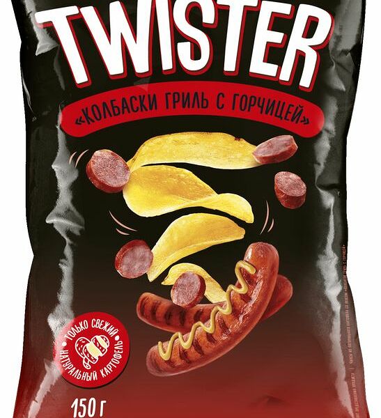 Чипсы Twister колбаски гриль с горчицей