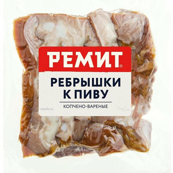 Ребрышки свиные Ремит к пиву копчено-вареные 300г
