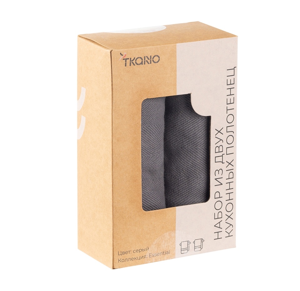 

Набор Tkano из двух кухонных полотенец саржевого плетения серого цвета, из коллекции Essential 50х70 см