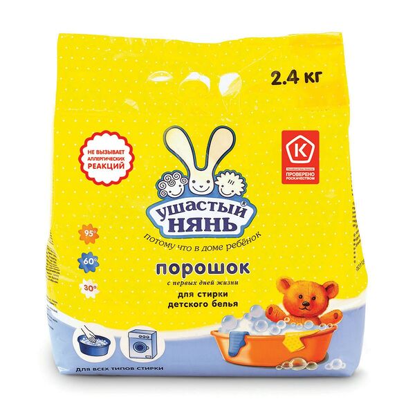 Порошок стиральный детский  УШАСТЫЙ НЯНЬ 2.4кг