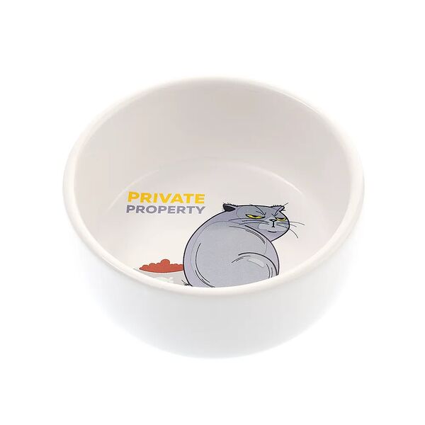 Миска для кошек с рисунком белая керамика