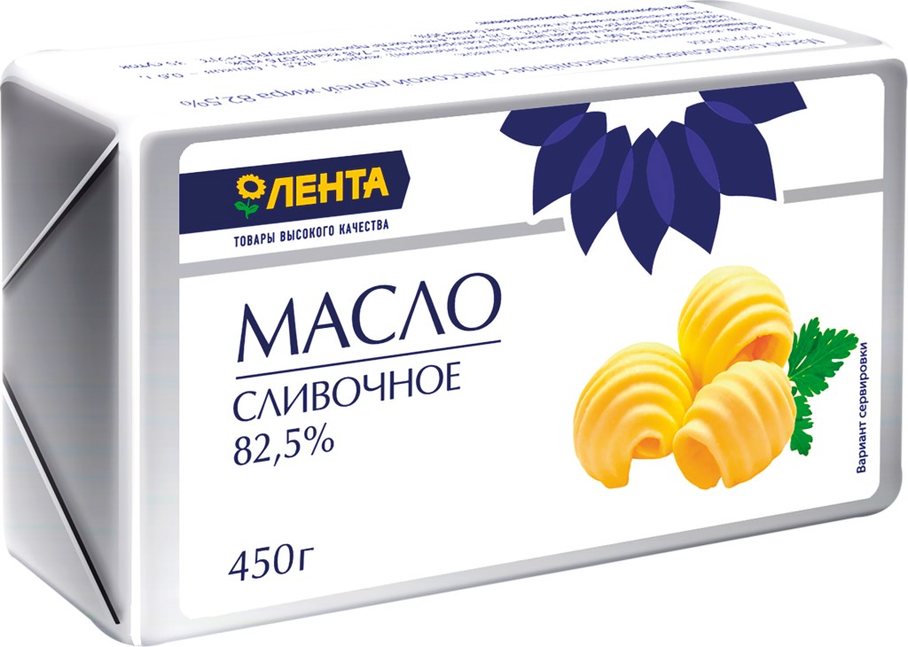 

Масло сливочное Лента высший сорт 82.5%