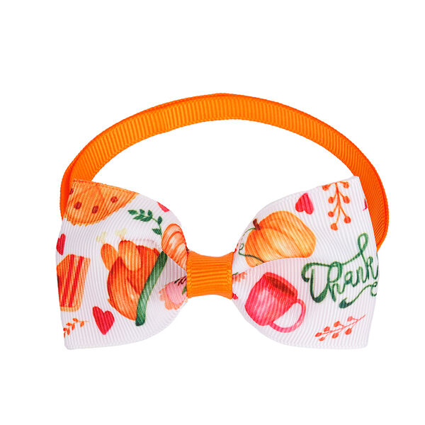 Галстук-бант для кошек и собак белый тыквы, 20-35 см