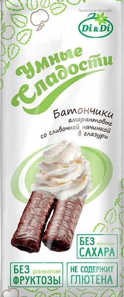 Батончики Умные сладости амарантовые со сливочной начинкой в глазури без глютена 20г