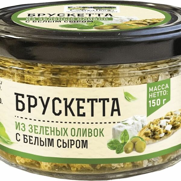Брускетта Olivateca из зеленых оливок с белым сыром 150г
