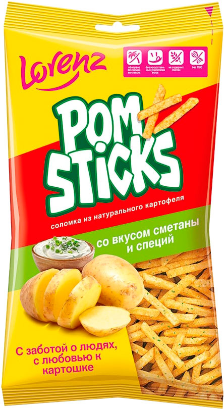 

Чипсы картофельные соломкой Pomsticks со вкусом сметаны и специй