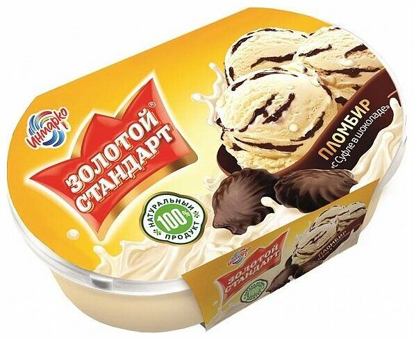 Мороженое Золотой стандарт пломбир с суфле и шоколадом