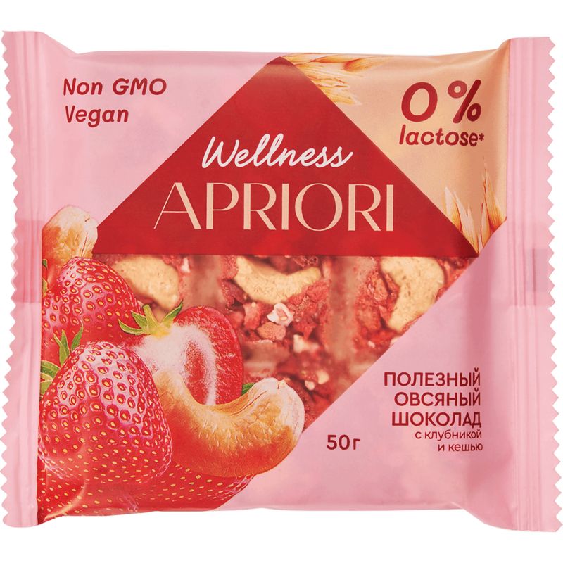 

Шоколад овсяный Apriori Wellness Кешью-клубника 50 г