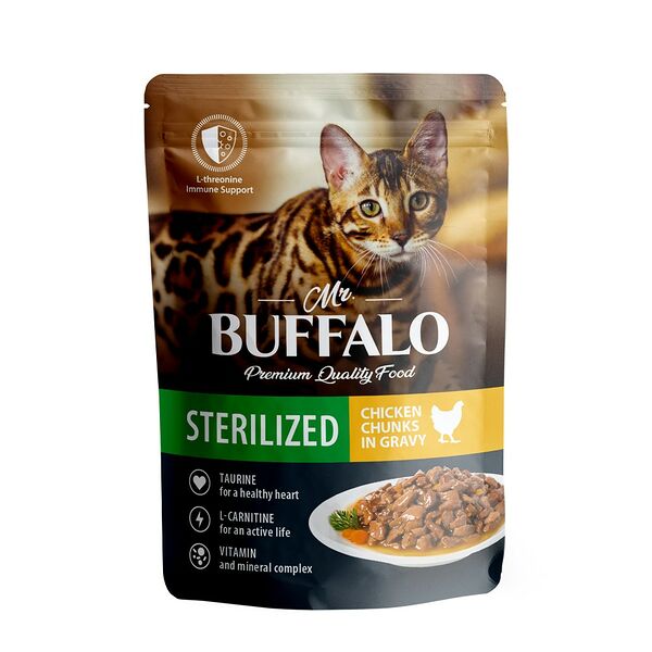 Корм для кошек Mr.Buffalo Sterilized цыпленок в соусе пауч 85г (упаковка - 28 шт)