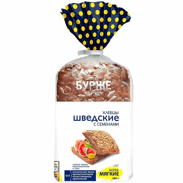 Хлебцы Хлебный дом Бурже шведские с семенами, 4х70г