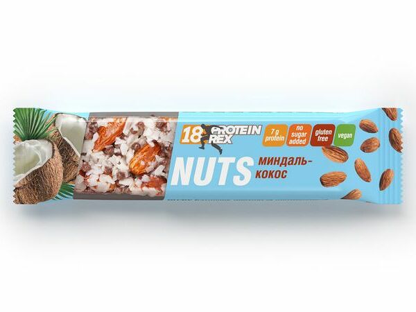 Батончик протеиновый Protein Rex Nuts миндаль-кокос 40 г