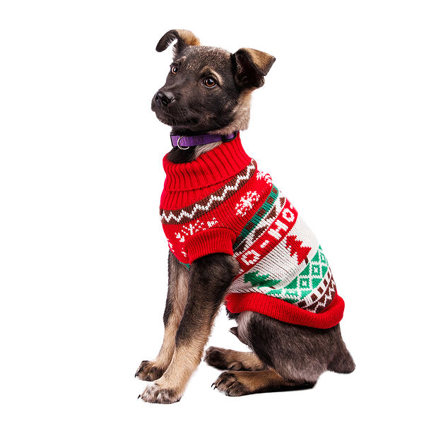 Свитер для собак с елками 40см XL красный (унисекс)