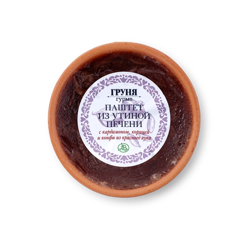 

Паштет Груня Гурме из утиной печени с кардамоном, корицей и конфи из красного лука 150г, Россия
