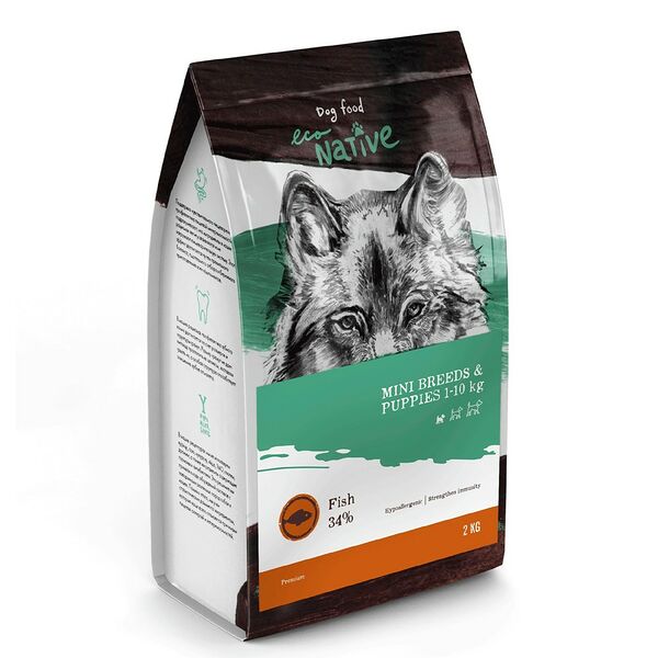 Корм для собак и щенков ECONATIVE Premium для мелких пород, рыба сух. 2кг