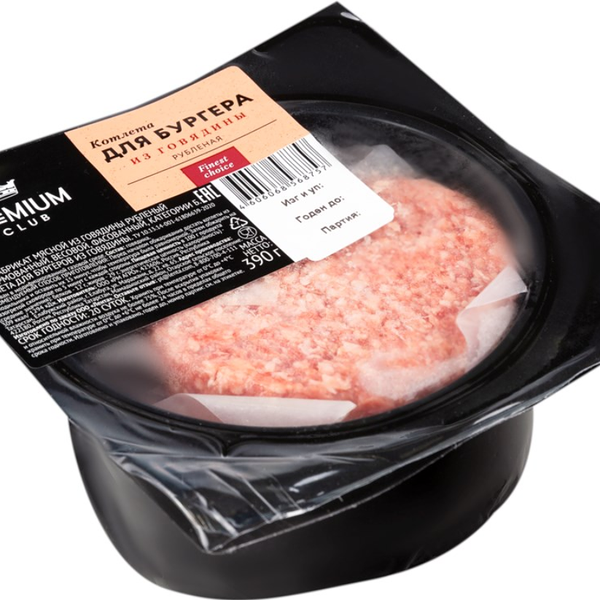 Котлета для бургера из говядины PREMIUM CLUB, 390г