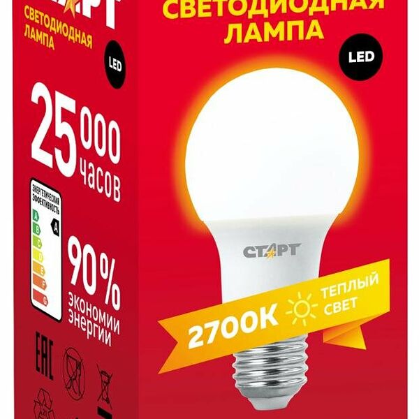Лампа светодиодная LED 11W E27 груша тёплый свет ТМ Старт 