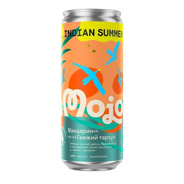 Напиток газированный Mojobotanica Indian Summer Мандарин-Тархун сокосодержащий 0.33л, Россия
