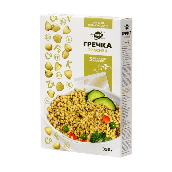 Гречка зеленая Образ жизни Алтая, 5 пакетов х 70 г