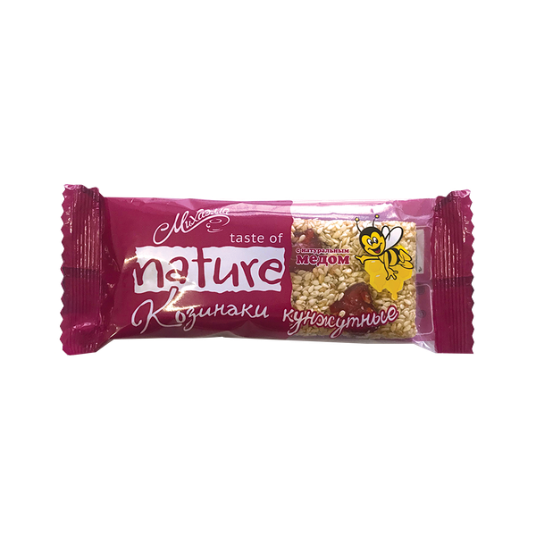 Козинаки кунжутные с вишней и медом вес 60г Михаэлла