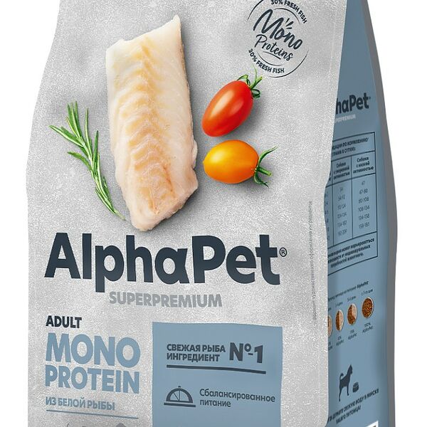 AlphaPet Monoprotein Mini Adult Белая рыба для собак 500 г