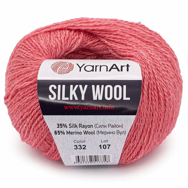 Пряжа YarnArt 'Silky Wool' 25гр 190м (35% шелковая вискоза, 65% шерсть мериноса)(332 розовый),шт