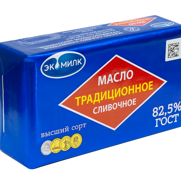 Масло сливочное ЭКОМИЛК Традиционное несоленое 82,5%