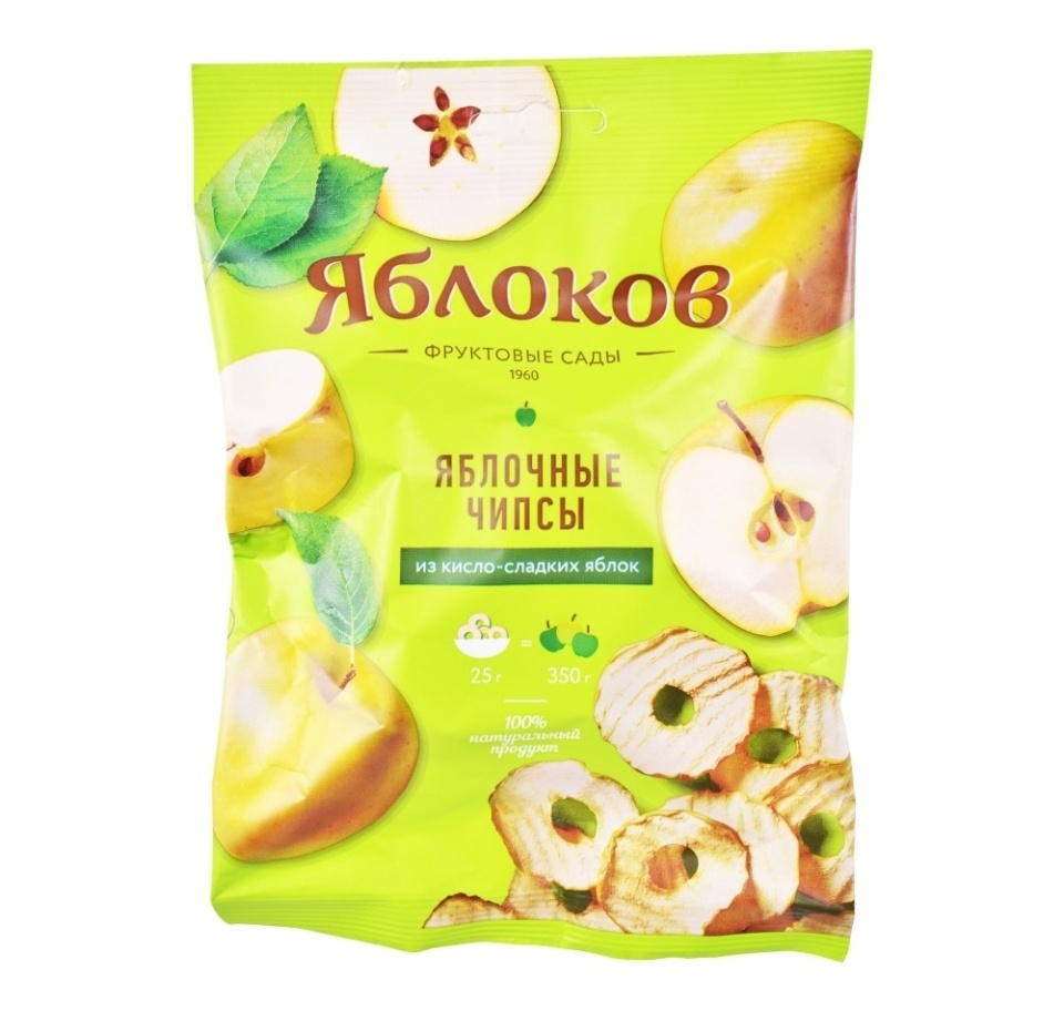 

Чипсы яблочные Яблоков из кисло-сладких яблок 25 г