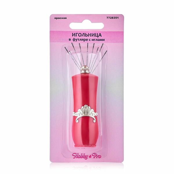 15354 Игольница в футляре с иголками, красная, Hobby&Pro